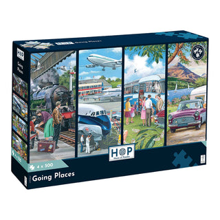 Going Places puslespil 4 x 500 brikker fra House of Puzzles