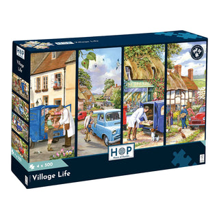 Village Life puslespil 4 x 500 brikker fra House of Puzzles