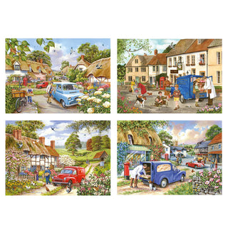 Village Life puslespil 4 x 500 brikker fra House of Puzzles