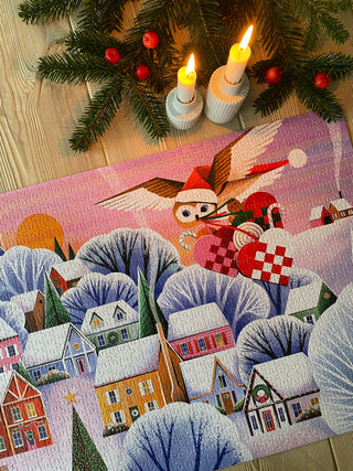 Pleated Hearts 1000 piece Christmas puzzle from Penny Puzzle