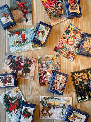 Puslespilskalender med 24 Retro MiniPuslespil fra Penny Puzzle