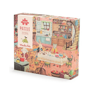 Hjemmehygge 100 XXL brikker puslespil for børn + 5 år Moulin Roty