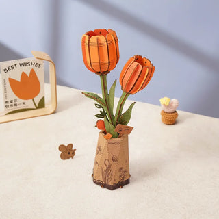 Oranges Tulpen 3D-Puzzle 76 Teile von Robotime