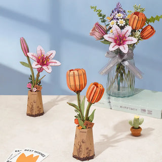 Oranges Tulpen 3D-Puzzle 76 Teile von Robotime