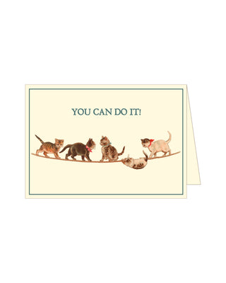You Can Do It! Kattekort med katte som går på line m/ glimmer