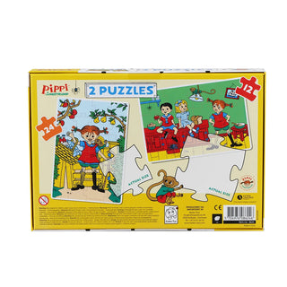 Pippi Longstocking 2 x jigsaw puzzles for children +3 years with 12 and 24 XL pieces