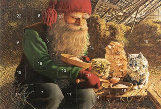 Weihnachtskatzen-Adventskalenderkarte mit 24 Türen, Umschlag und Glitzer von Jan Bergerlind