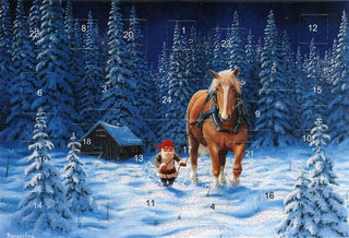 Abendtour-Adventskalenderkarte mit 24 Türen, Umschlag und Glitzer von Jan Bergerlind