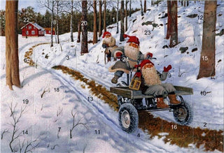 Adventskalenderkarte „Autoreise“ mit 24 Türen, Umschlag und Glitzer von Jan Bergerlind
